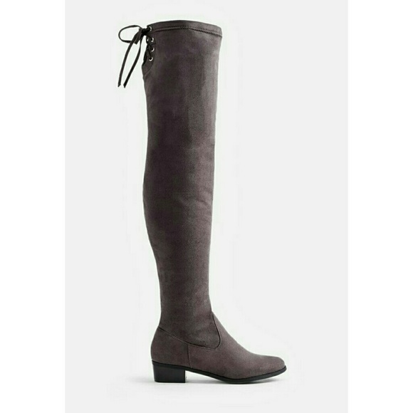 ***SOLD OUT*** Gray Faux Suede Over-the-knee Boot - Picture 5 of 6